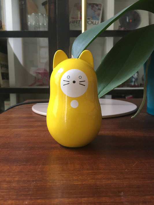 Yellow Daruma Cat "Good Fortune"
