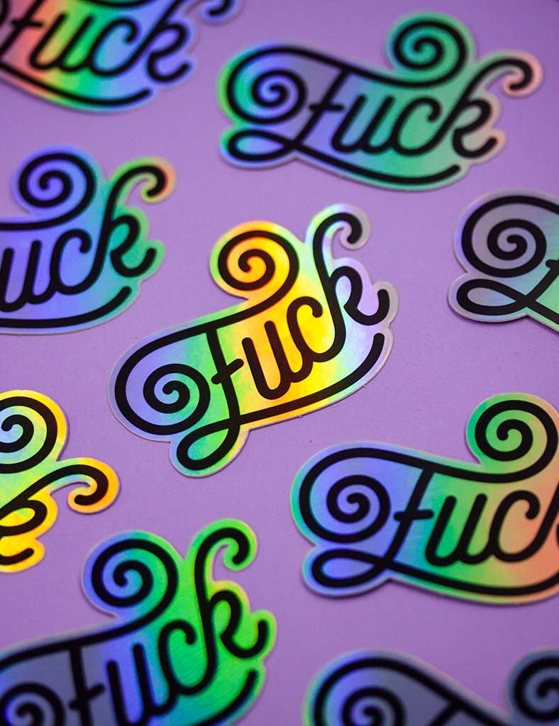 Autocollant Lettrage Holographie "Fuck"