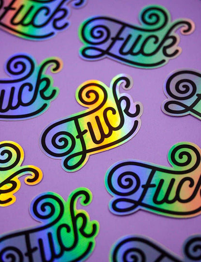 Autocollant – décoratif holographique en vinyle "Fuck" | Joanna Behar – vue 2