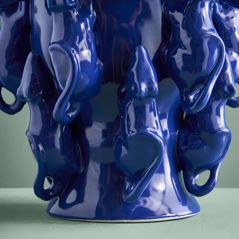 Vase M. Mäuschen, grès bleu cobalt, 23 x 23 x 26 cm