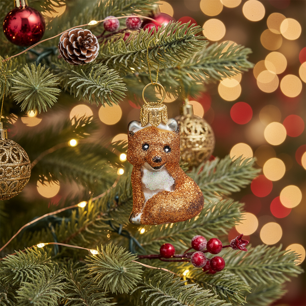 Kerstbal met vosje XS