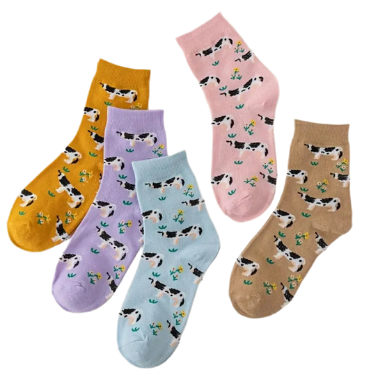 Chaussettes Vaches & Fleurs Pastel