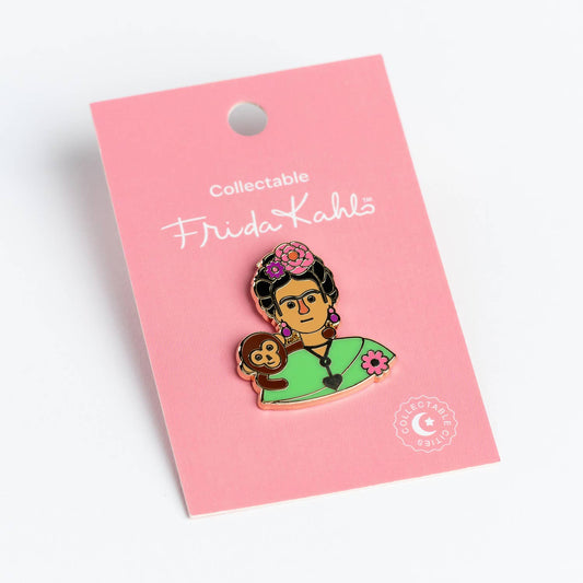 Frida pin with a monkey - Artist Art Gift Paint Mexico Cute