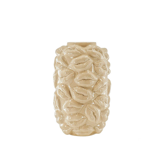 Vaas - Kusjes - Keramiek - Beige - 17x17x27cm