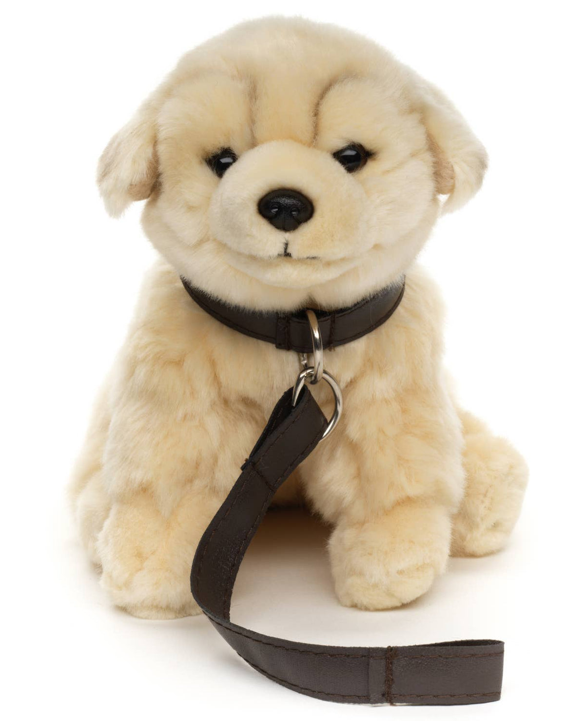 Peluche Golden Retriever (avec laisse) - Avec voix qui aboie (son) - 19 cm (hauteur)
