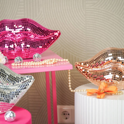 Ornament - Disco Lip - Glas - Roségoud - 29x10x13,5 cm