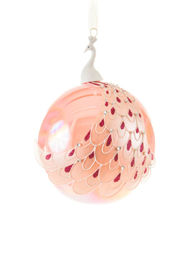 Roze pauwenkerstbal