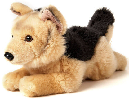German Shepherd plush toy, lying down