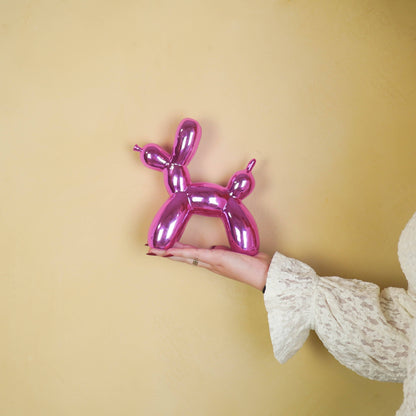 Ornement - Statue de chien ballon - Céramique - Rose métallique - 20x9x19 cm