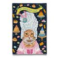Marie Antoinette Orange Cat Tea Towel "Let Them Eat Cake"