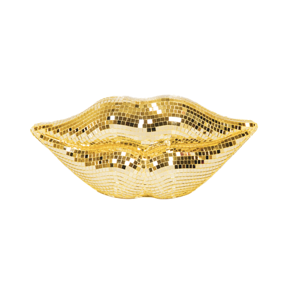 Ornement - Disco - Lèvres - Verre - Or - 29x10x13,5cm