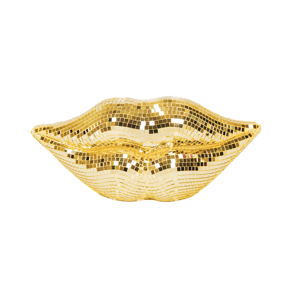 Ornement - Disco - Lèvres - Verre - Or - 29x10x13,5cm