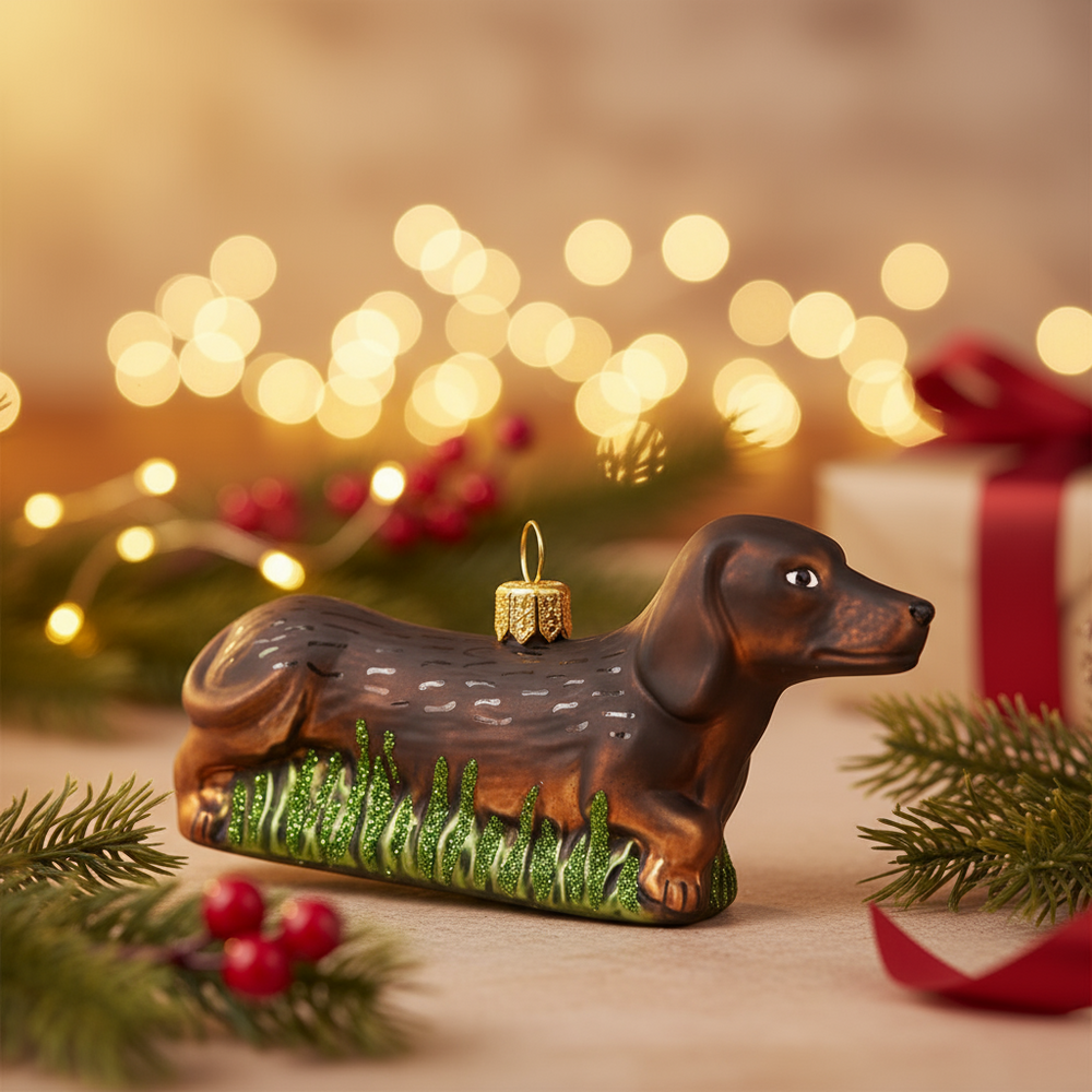 Boule de Noël Teckel Noir