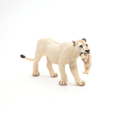 Figurine Lionne blanche avec lionceau Papo - animal sauvage