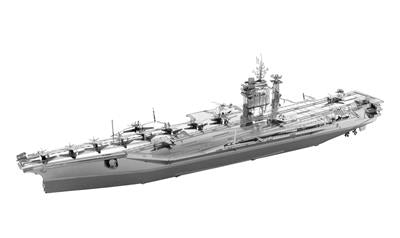 MetalEarth: ICONX - USS ROOSEVELT AIRCRAFT CARRIER 20.32x4.45x4.83cm, maquette 3D en métal avec 2 feuilles, en boîte 13,5x22x2cm, 14+