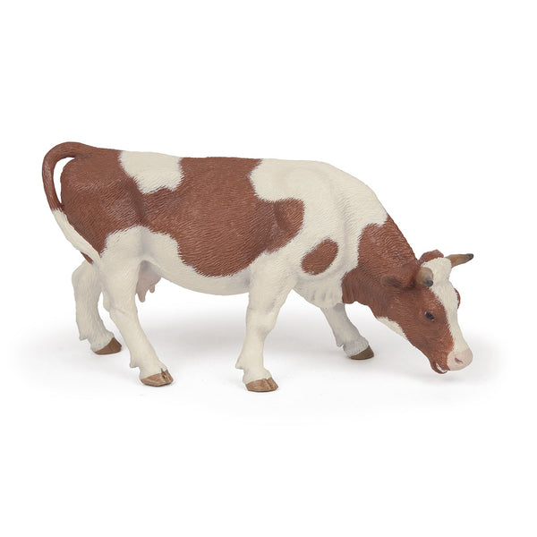 Figurine Vache simmental broutant Papo - animal de la ferme