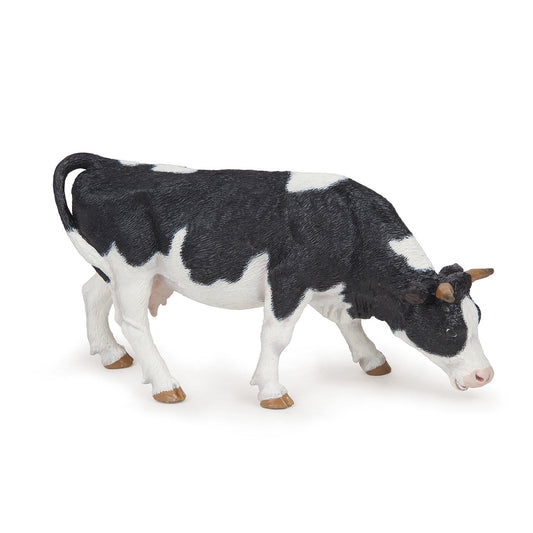 Grazing Black and White Cow Figurine