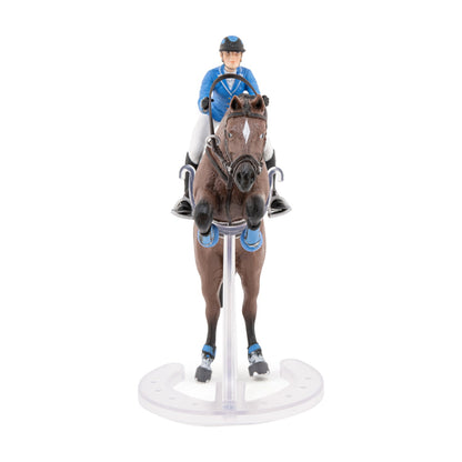 Figurine Cheval de saut d'obstacle et sa cavalière