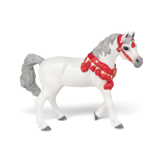 White Arabian Horse figurine in parade attire