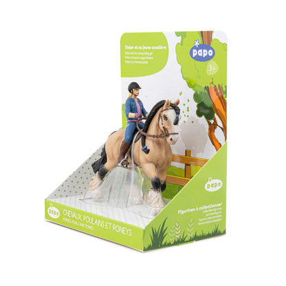 Figurine Tinker et sa jeune cavalière Papo - cheval