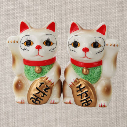White Lucky Cats Salt and Pepper Shakers