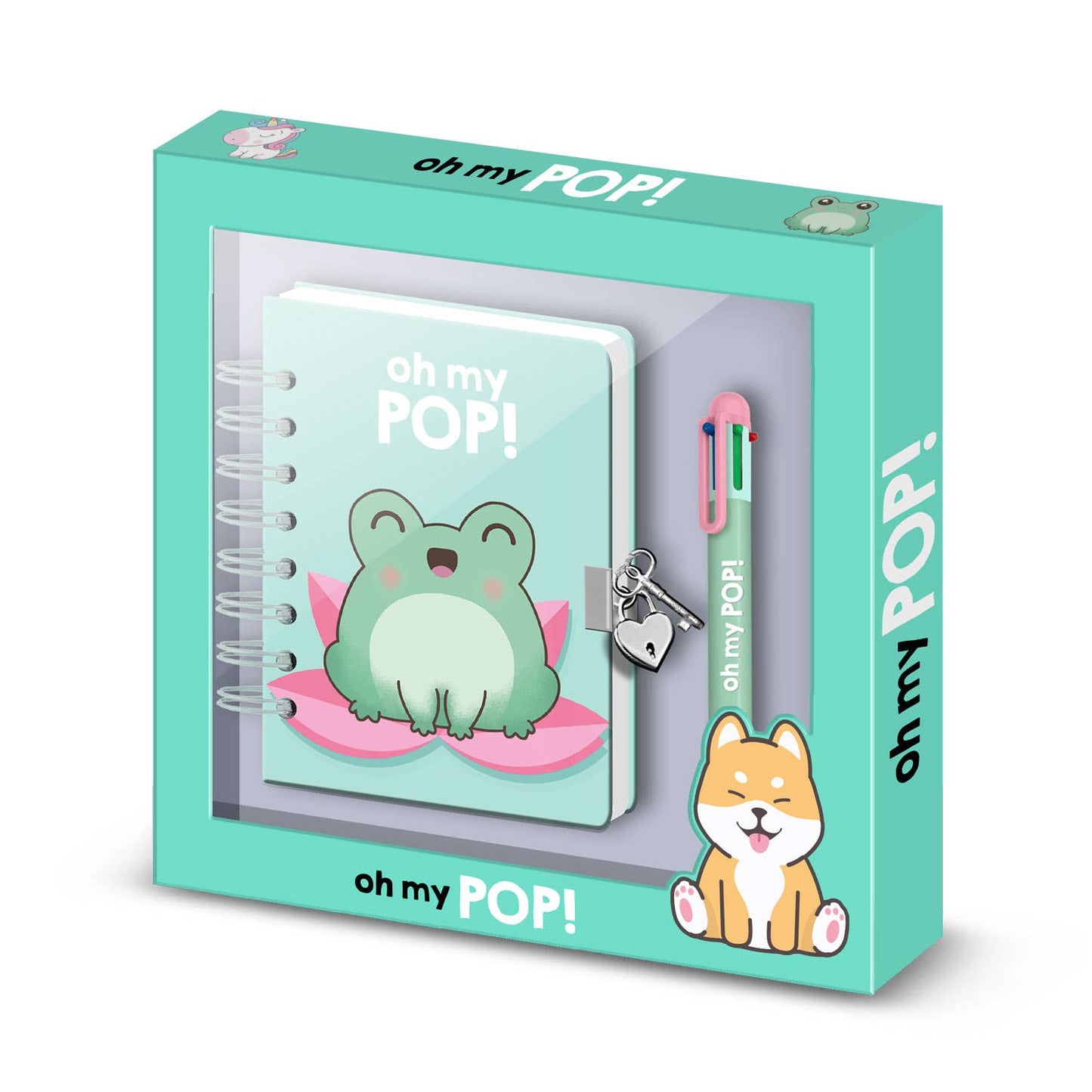 Oh My Pop Froggy-Pack de Journal A5 + Stylo 6 Couleurs