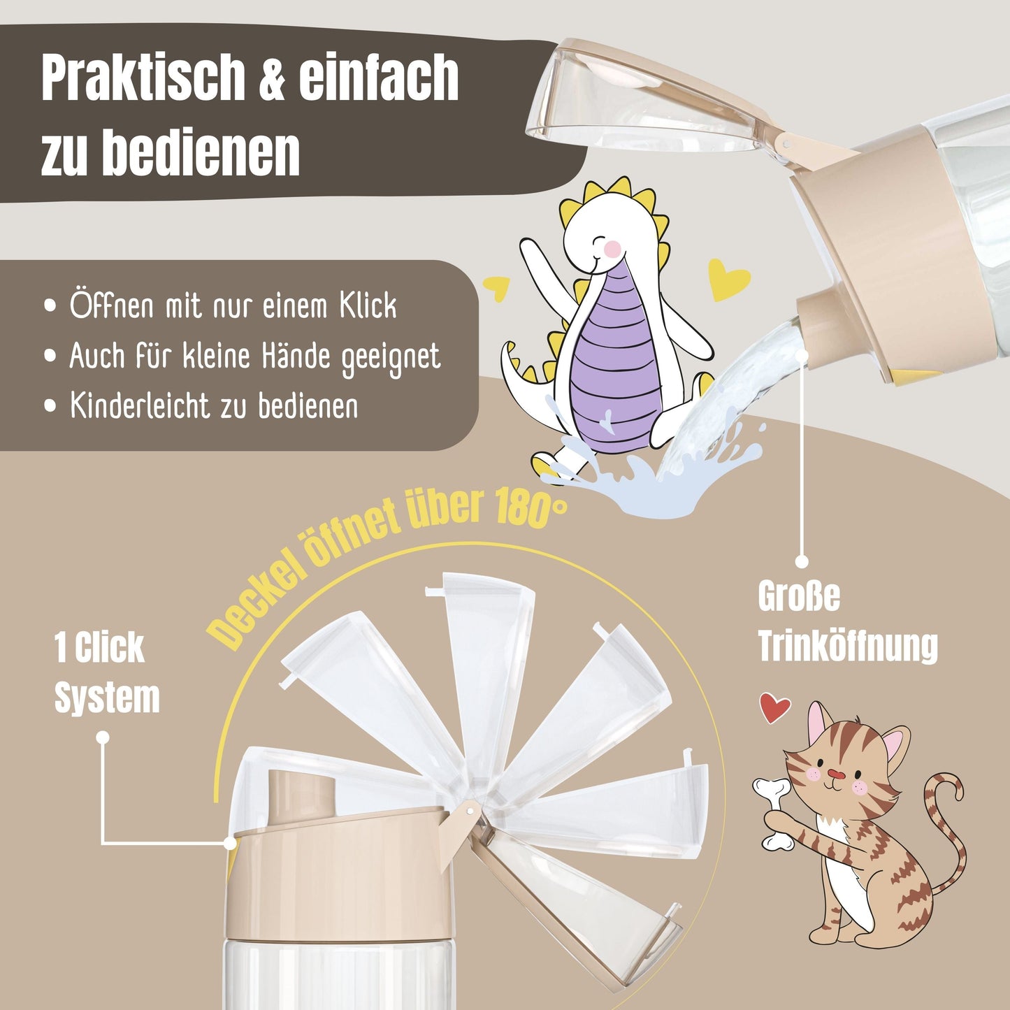 Trinkflasche Kinder leichte Wasserflasche - Safari braun