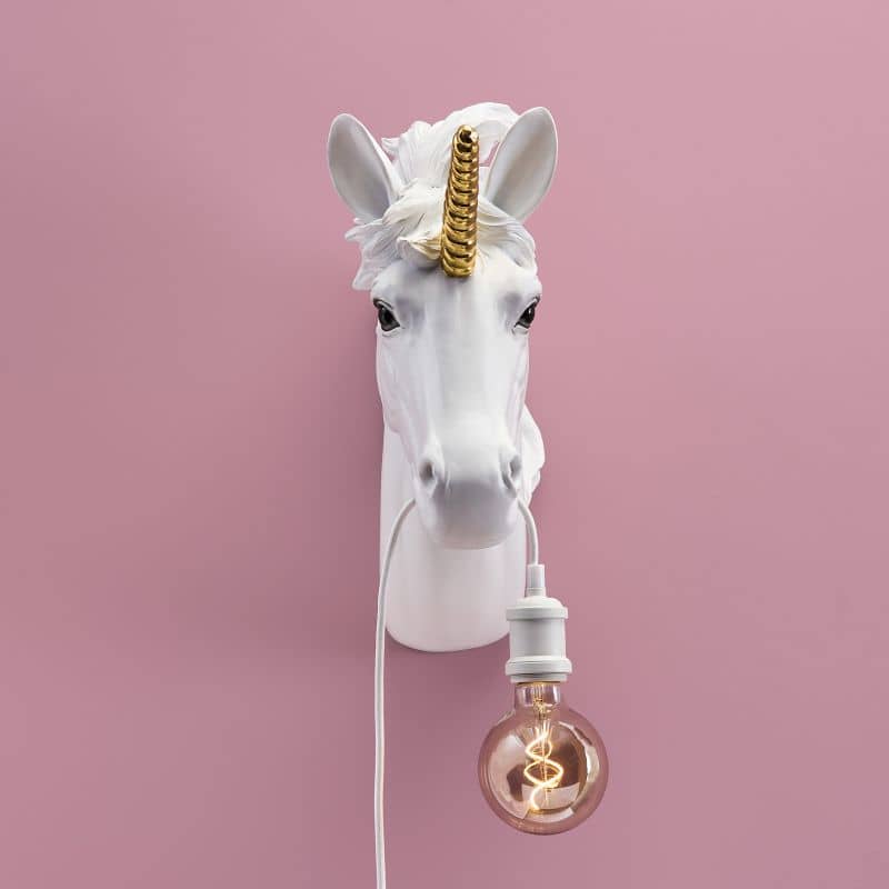 Applique murale Licorne Hugh Blanc-Or