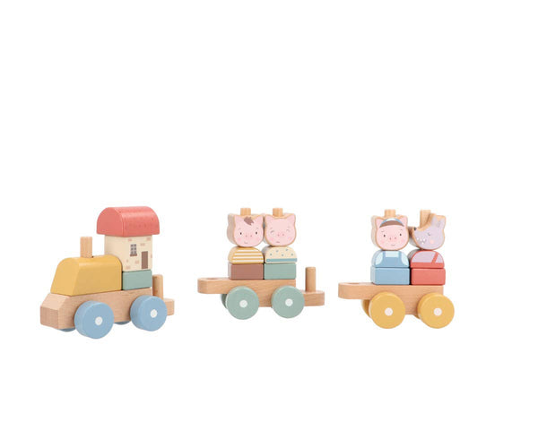 Houten trein De drie kleine biggetjes