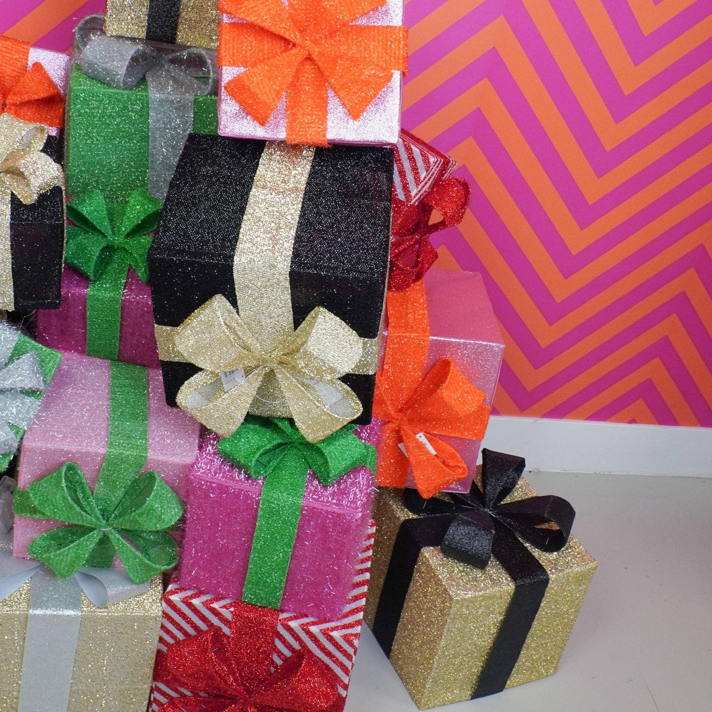 Cadeau de Noël LED - S3 - Polystyrène - Noir/Or - 15/20/25 cm