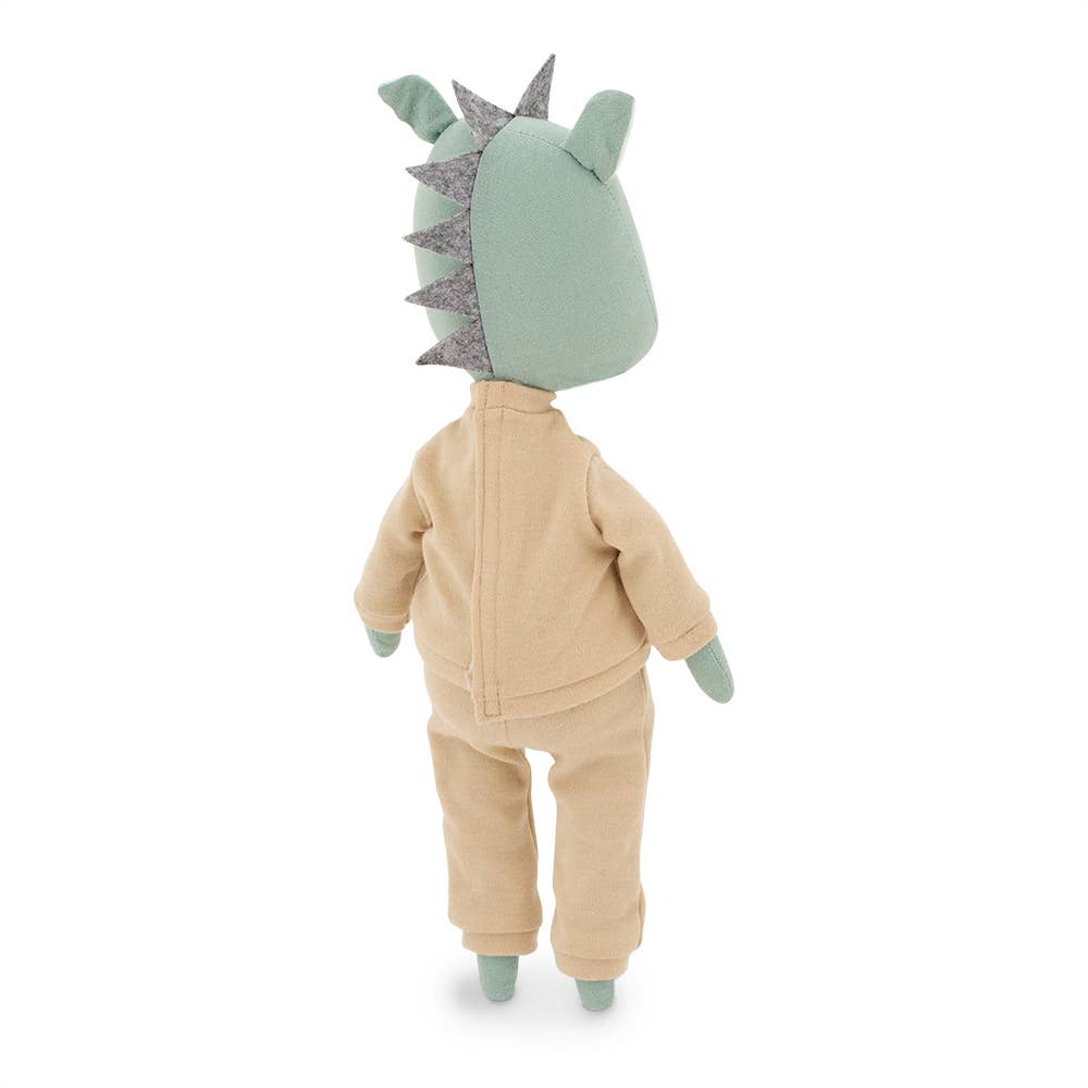 Peluche Andy le Dragon : Ensemble tenue beige et queue de sirène - 29 cm