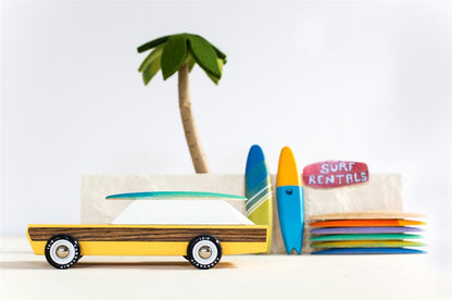 Candycar World Wooden Car - Station Wagon with Surfboard