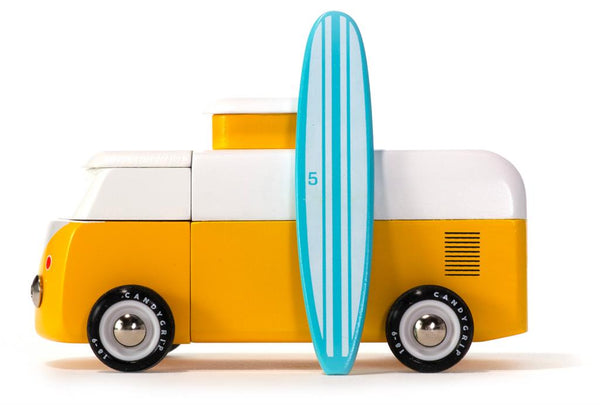 Candycar World Houten Auto - Gele Strandbus