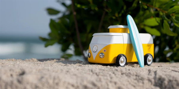 Candycar World Houten Auto - Gele Strandbus