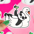 Pool Party Panda Sticker on Swan Float