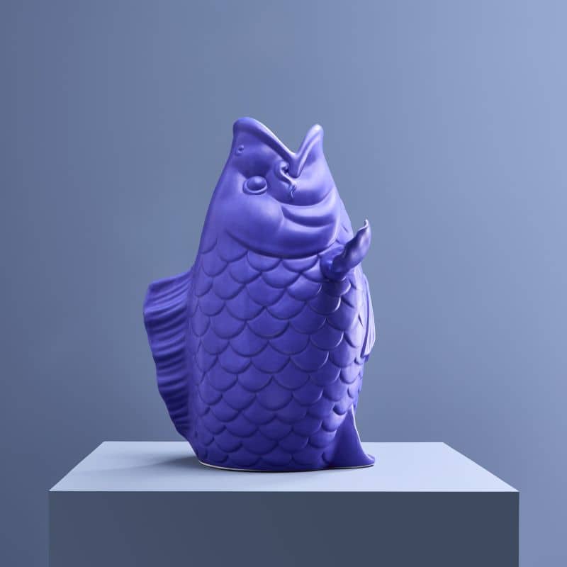 Sculpture/Vase Blubb, Grès Bleu Mat, 35 x 30 x 44 cm