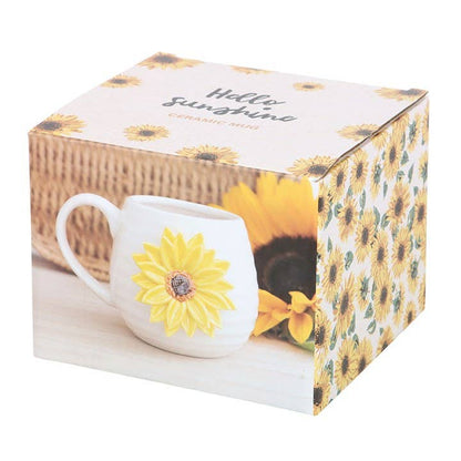 Tasse arrondie « Hello Sunshine » avec tournesol 3D
