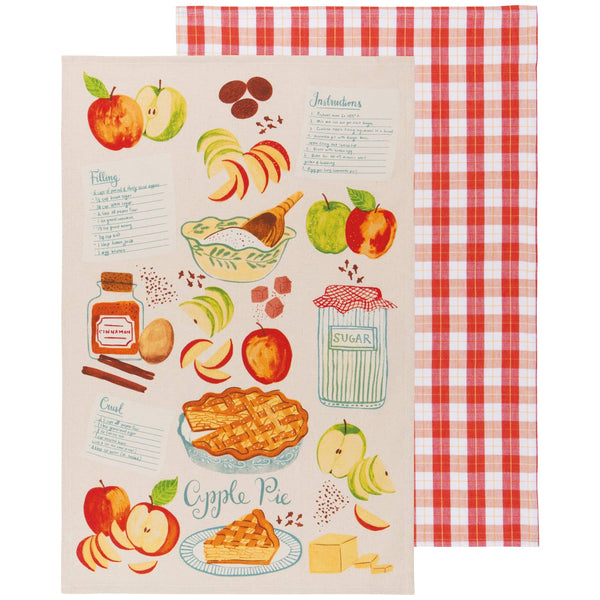 Set van 2 theedoeken met appeltaartmotief