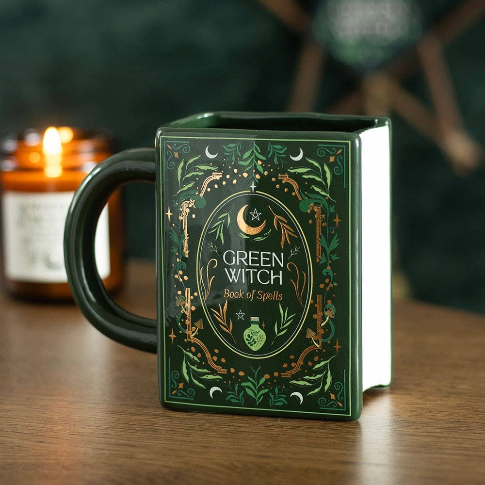 Green Witch "Spell Book" Book-Shaped Mug