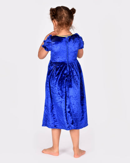 Robe de princesse en velours bleu pour 2-4 ans (taille 98-104)