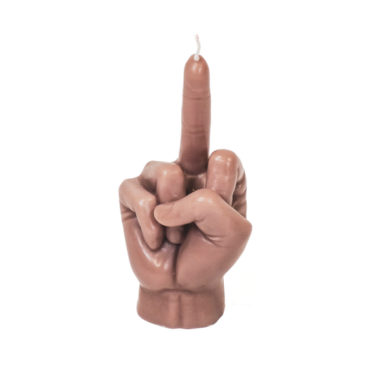 Candle - Middle Finger - Wax - Taupe - 310 grams - 10x9x17 cm