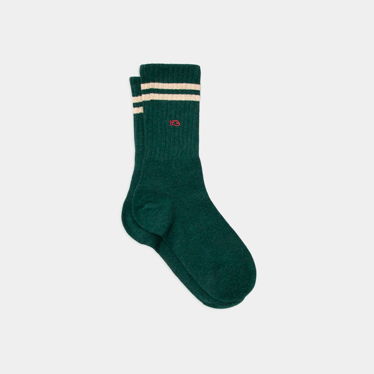 Chaussettes Retro - Vert canard, rayé beige