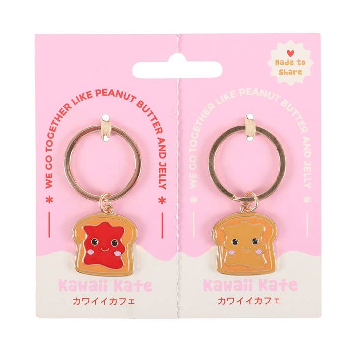 Ensemble de 2 Porte-clés d'Amitié Kawaii Beurre de Cacahuète et Confiture