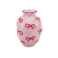 Vase - Vase à Fleurs Rubans - Rose Clair/Rouge - 13,5x13,5x19cm