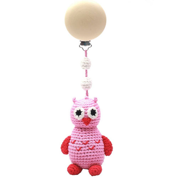 Accroche Poussette Chouette - Rose