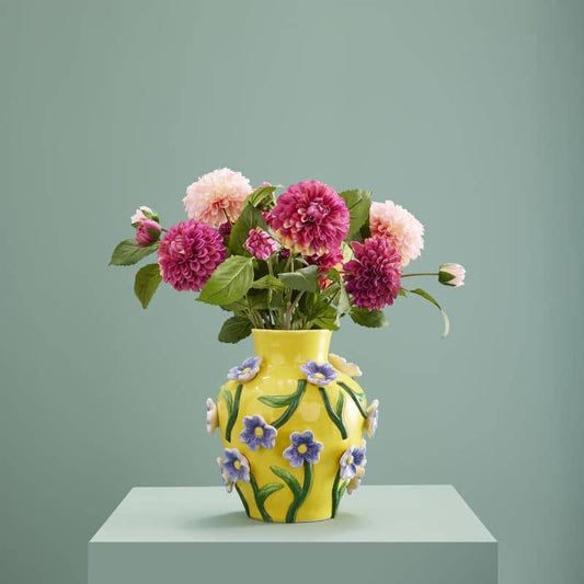 Vaas van Mr. Flowers, dolomietgeel, 23 x 23 x 26 cm