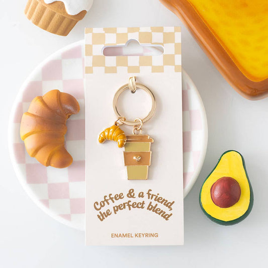 Porte-clés Croissant « Café et un ami »