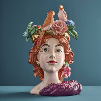 Vase tête de femme M. Perroquets