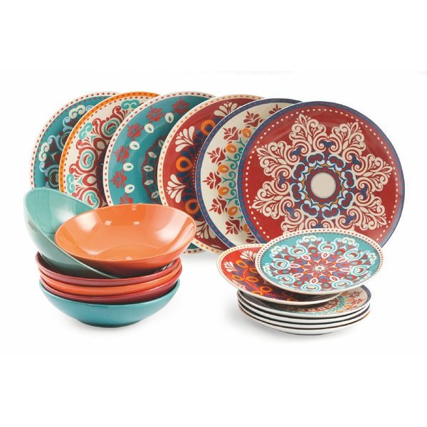 18-Piece Porcelain Dinner Set, 6 Different Place Settings, Shiraz