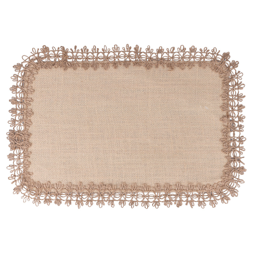 JUTE PLACEMAT RECT.   EMBROIDERED BORDER C - 5911184